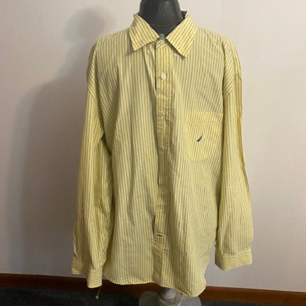 Nautica Yellow/Blue Stripe button-down shirt, size XXL